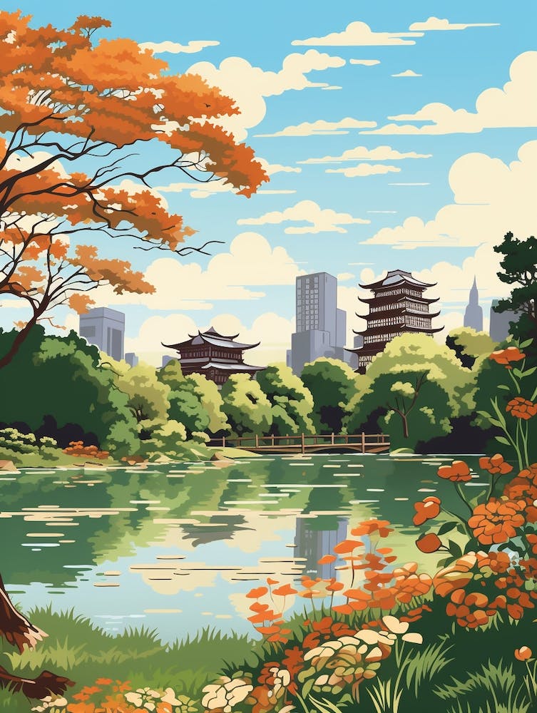 Hamarikyu Gardens Japan Illustration 1 