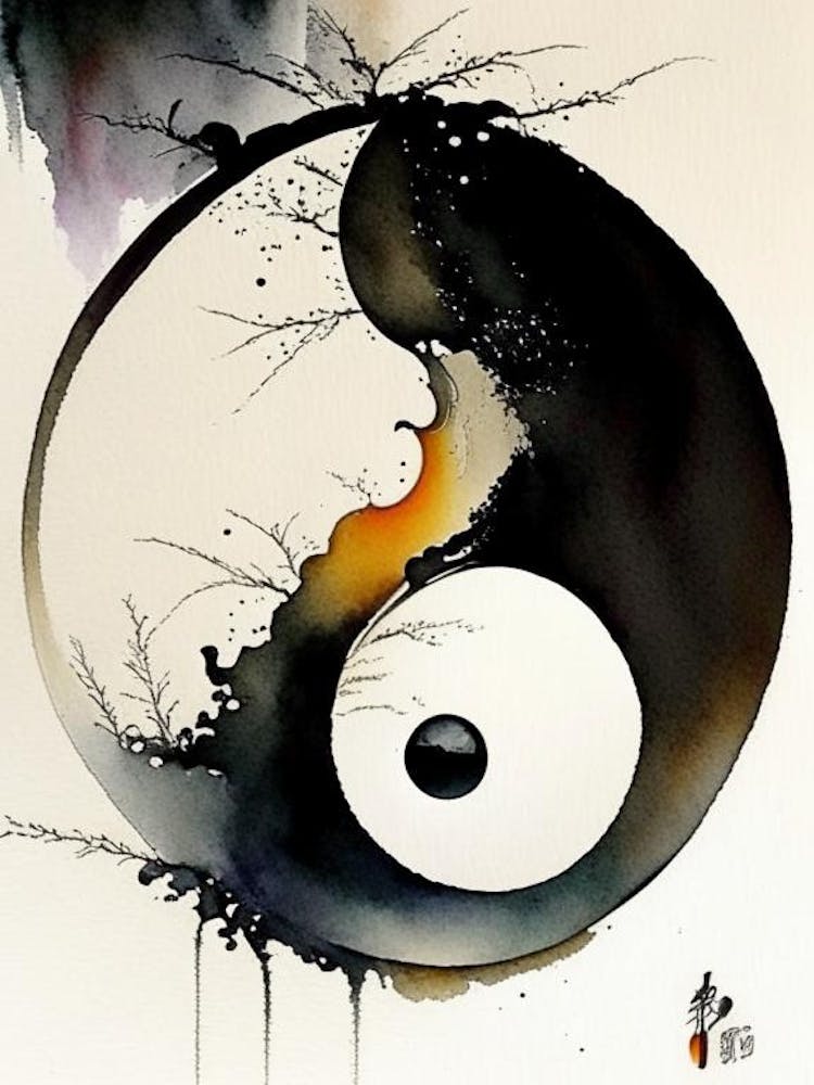 Repeat 6 Yin And Yang Japanese Ink