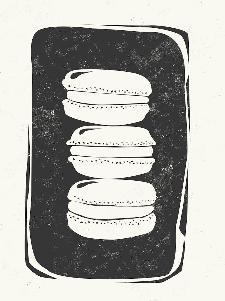 Macarons Linolschnitt-Stil
