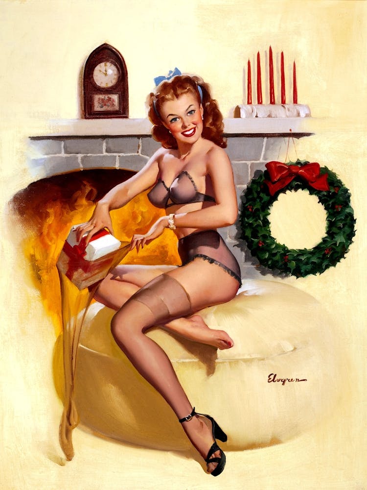 Sexy Pin Up Girl With A Present For You