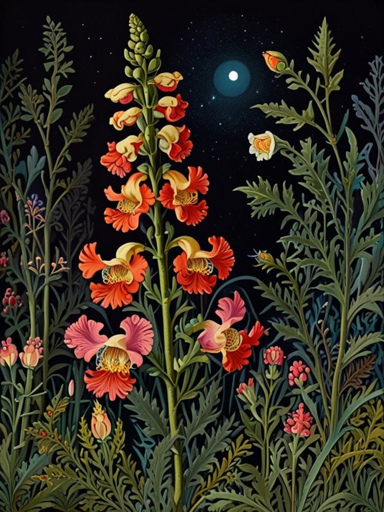 William Morris Foxgloves At Night