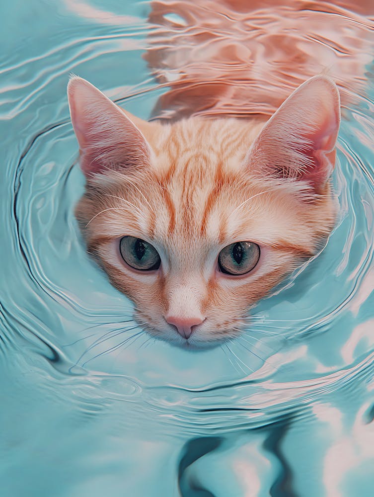 Cat In Water 1