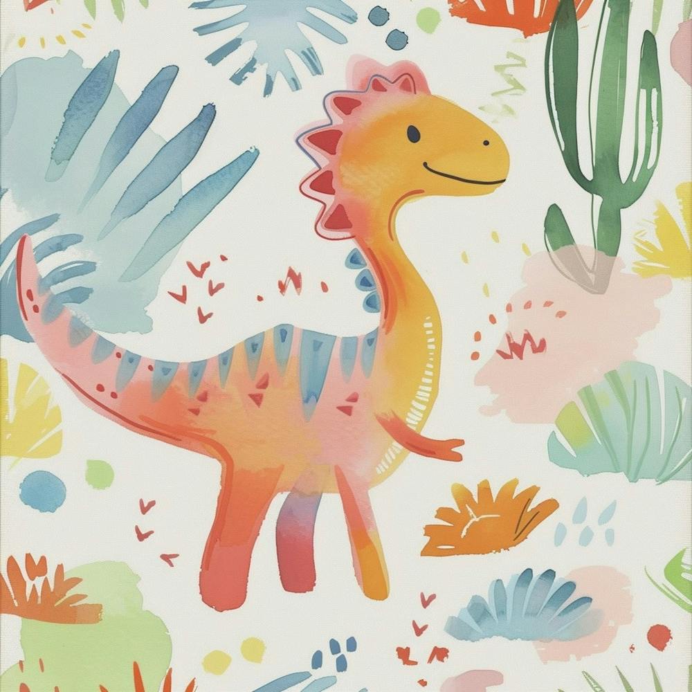Cute Spinosaurus Dinosaur Watercolour Style 4