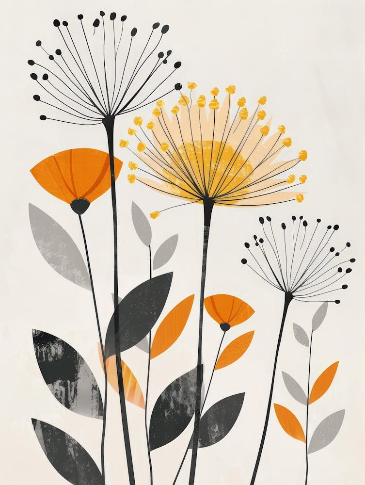 Orange And Grey Flowers