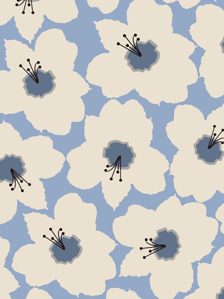 Retro Floral Light Blue