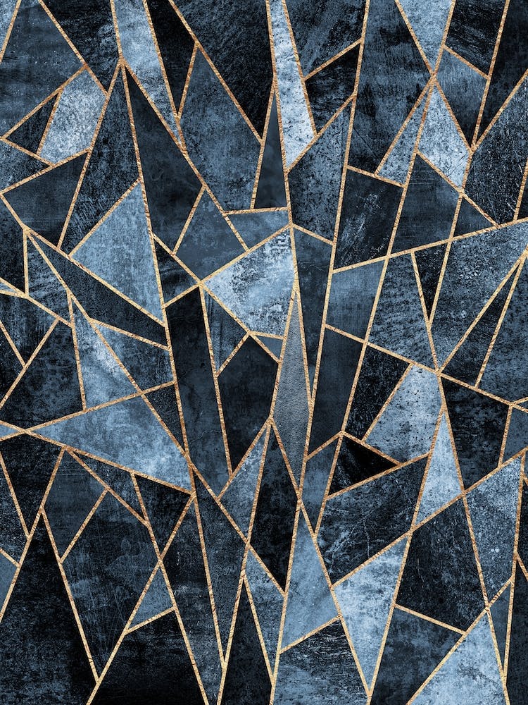 Shattered Soft Dark Blue Gold