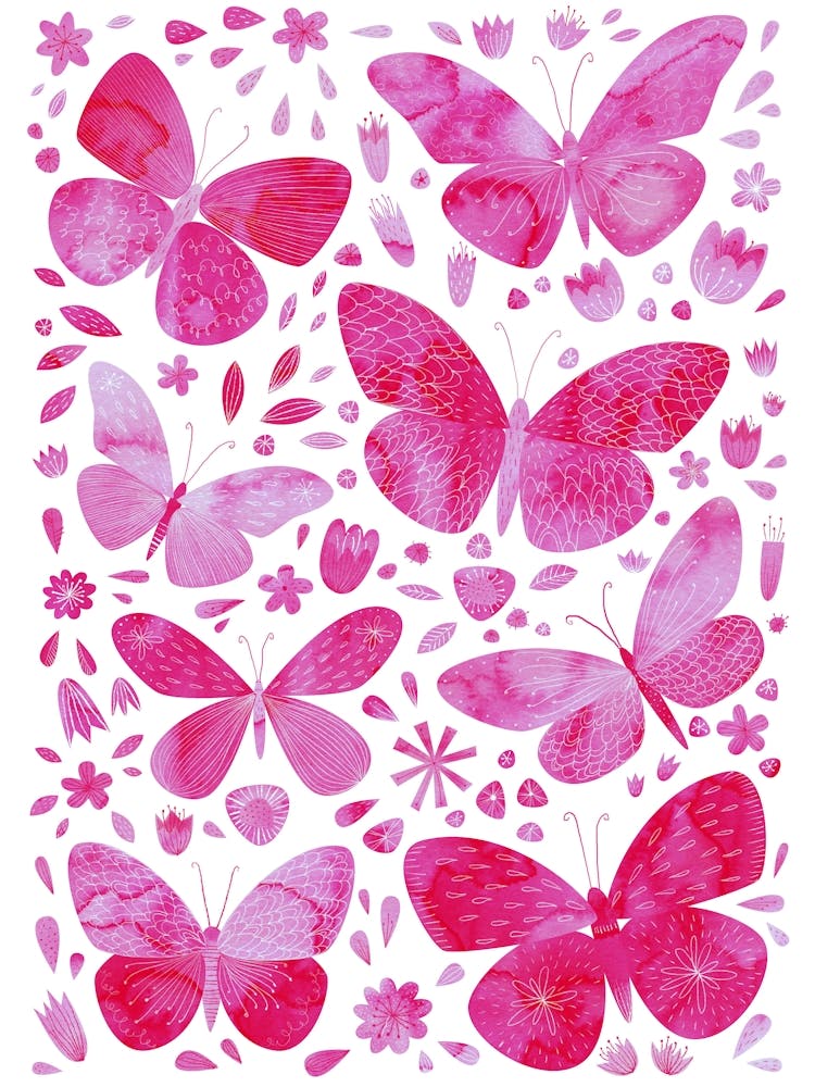 Rosa Aquarell Schmetterlinge