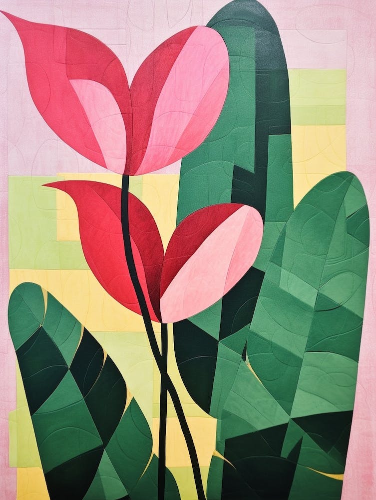 Cut Out Style Flower Art Flamingo Flower 1