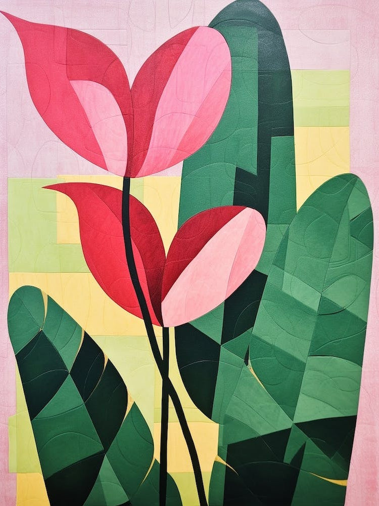 Cut Out Style Flower Art Flamingo Flower 1