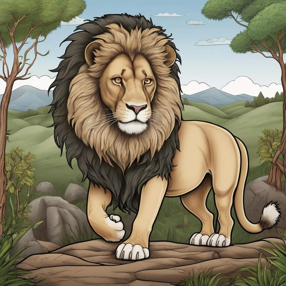 Lion In The Forest