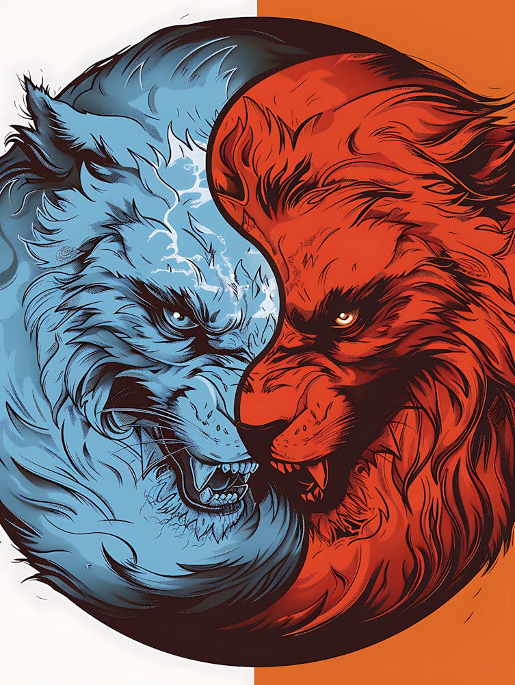 Badass Lion And Wolf 6
