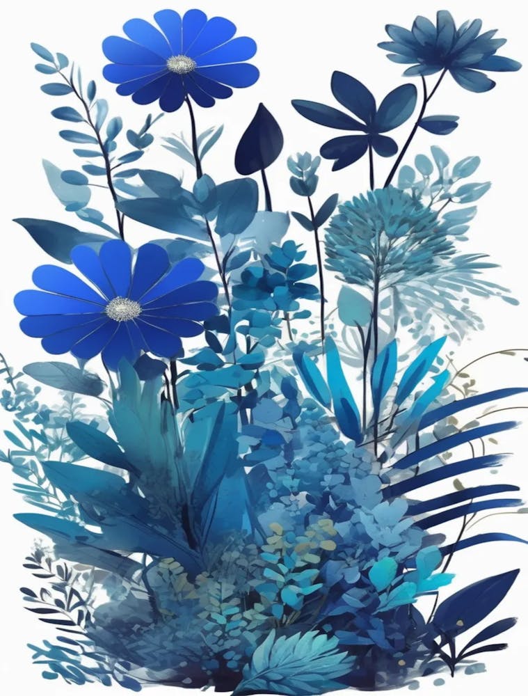 wildflower blue garden plant print 4