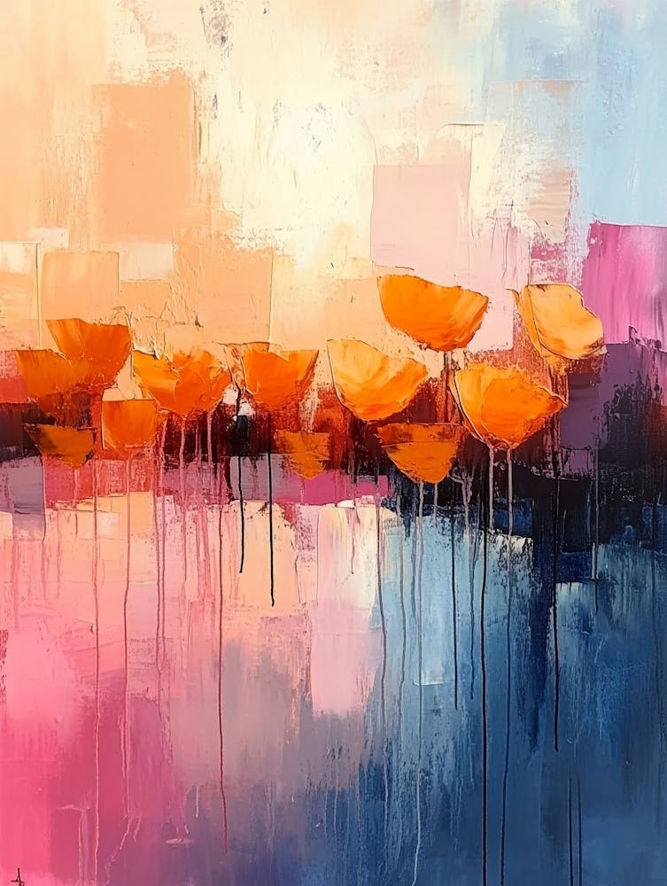 Abstract Art Painting Done With Warm Colors