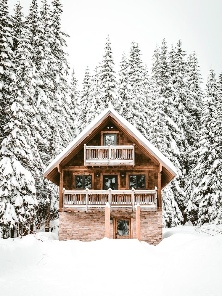 Winter House In The Mountains
