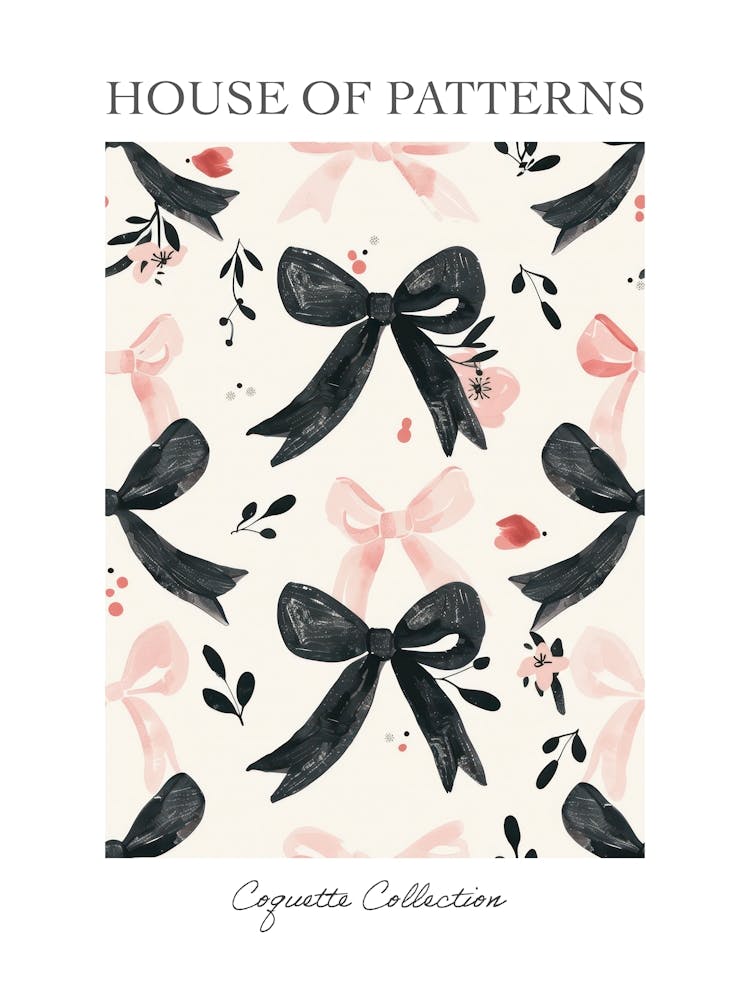 Pink And Black Bows 3 Pattern Poster