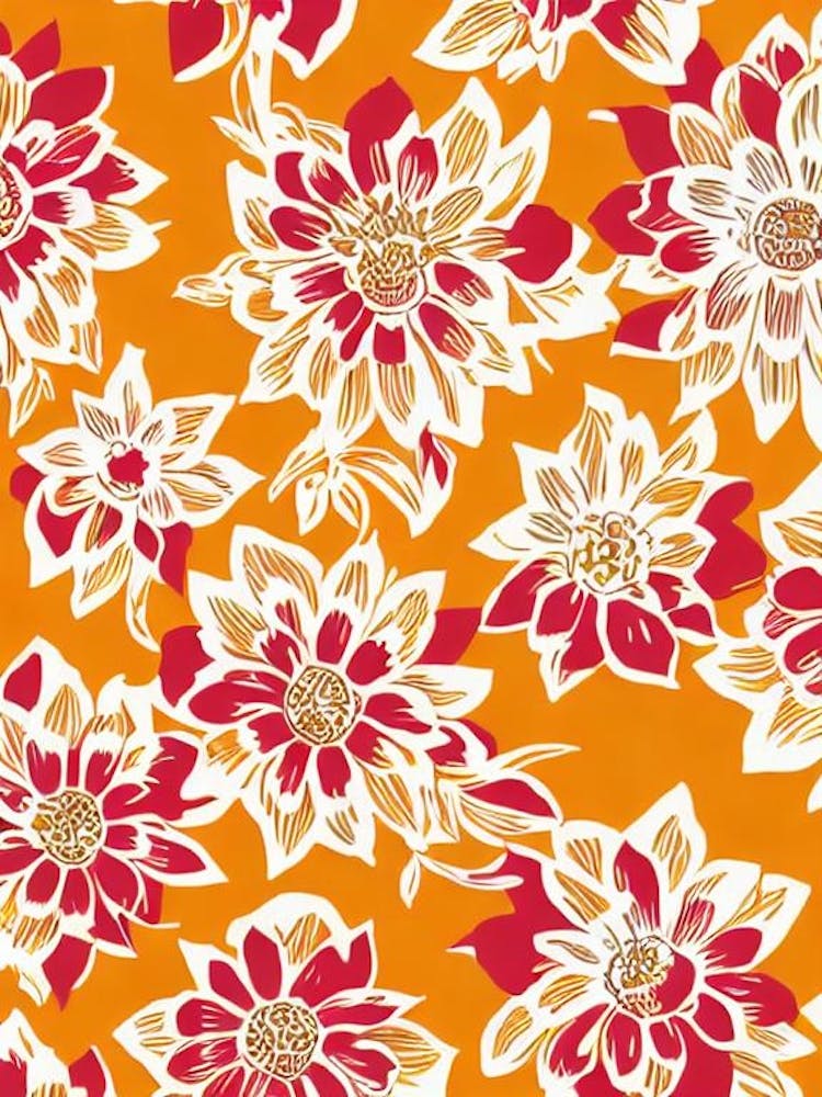 Passion Flower Floral Print Retro Pattern Flower