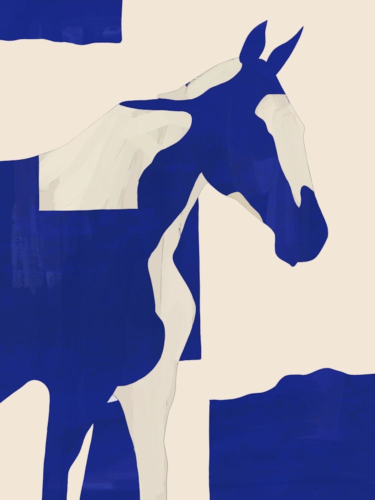 Abstract Minimal Horse Cobalt Blue