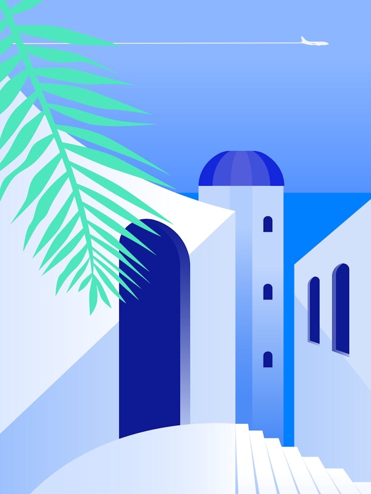 Greece. Boho travel art. Santorini, Greece poster — boho travel poster