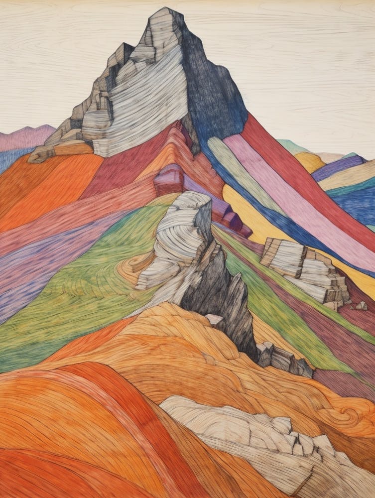 Stob Binnein Scotland 1 Colourful Mountain Illustration