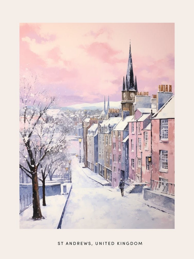 Dreamy Winter Painting Poster St Andrews United Kingdom 1