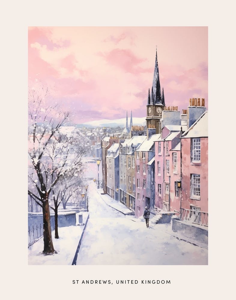 Dreamy Winter Painting Poster St Andrews United Kingdom 1