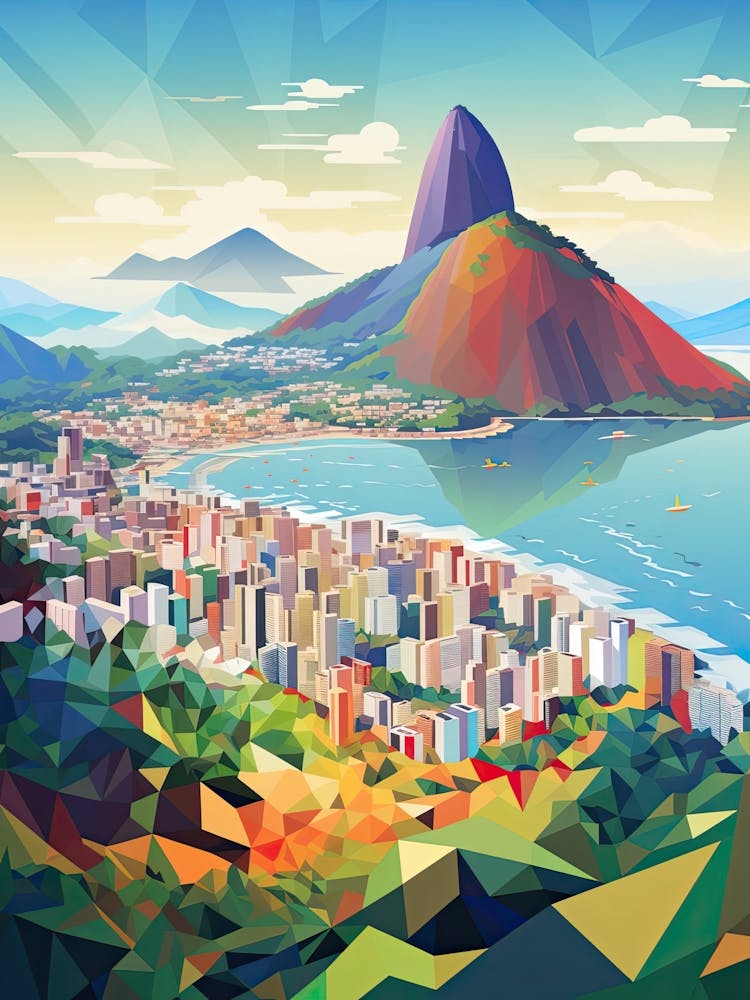 Rio De Janeiro, Brazil, Geometric Illustration 1