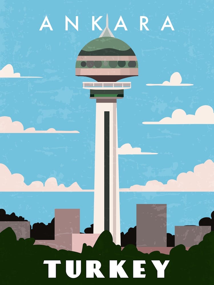 Ankara, Turkey — Retro travel minimalist poster