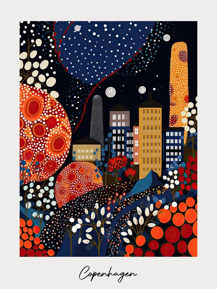 Poster Of Copenhagen, Illustration In The Style Of Pop Art 1