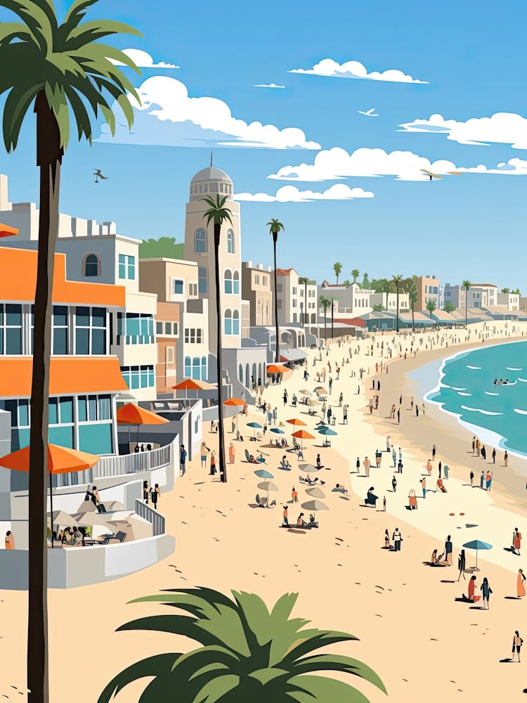 Venice Beach California, Usa, Graphic Illustration 1