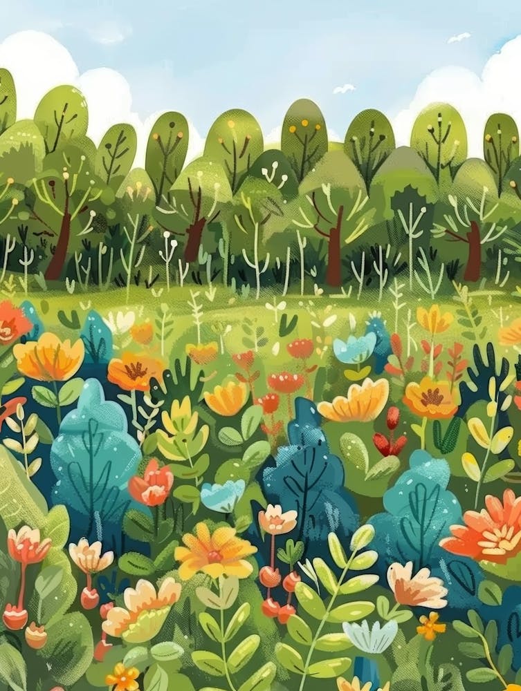 Illustration eines Gartens