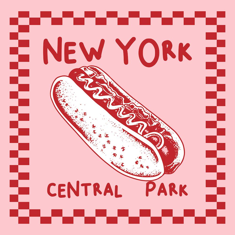 New York City Hot Dog | Pinkes und rotes Food-Poster 1
