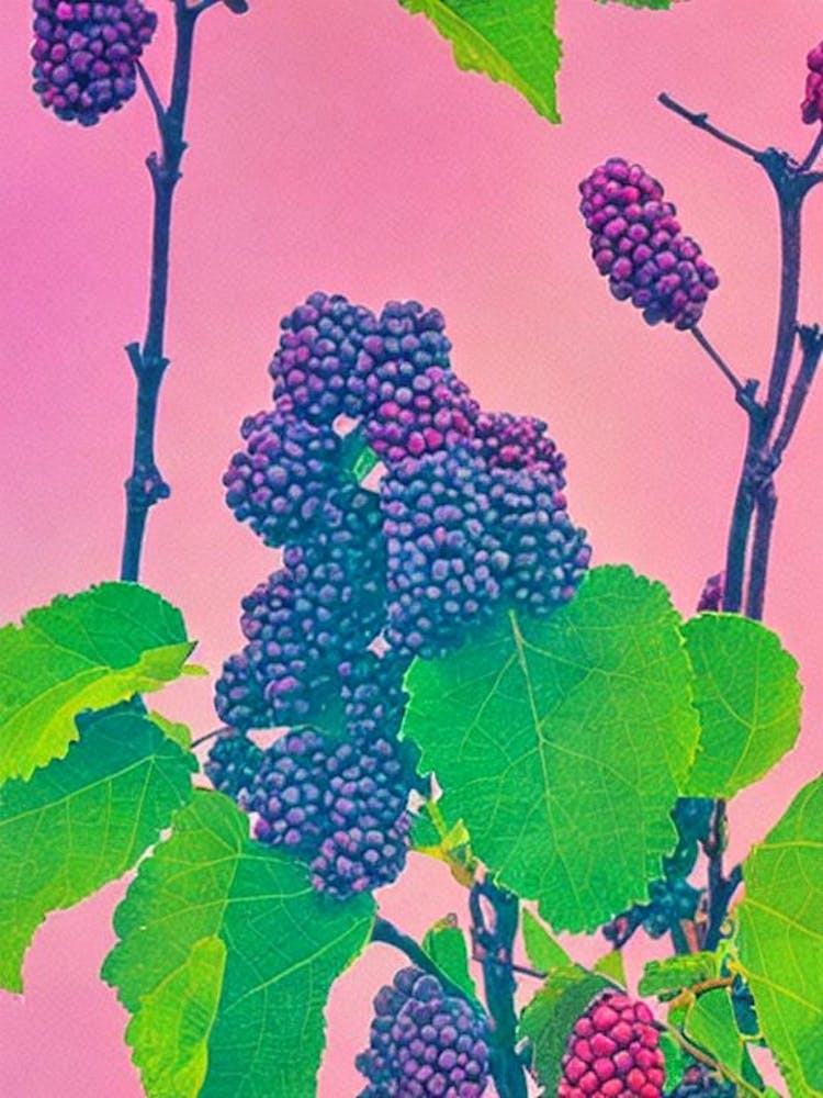 Mulberry 1 Risograph Retro Poster Fruit