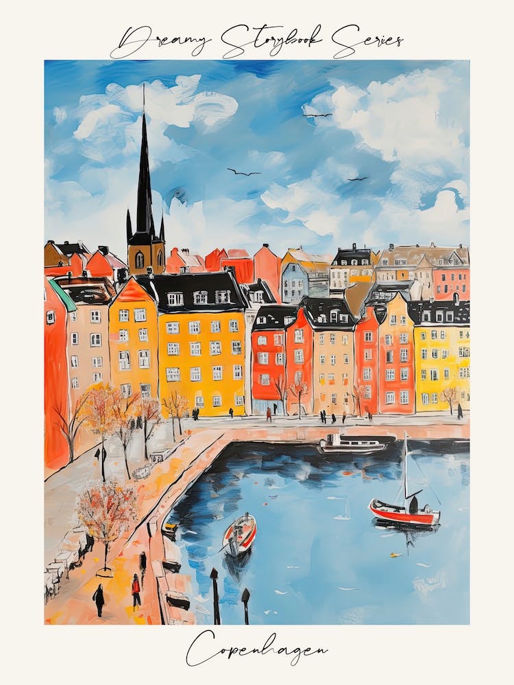 Poster Of Copenhagen, Dreamy Storybook Illustration 3