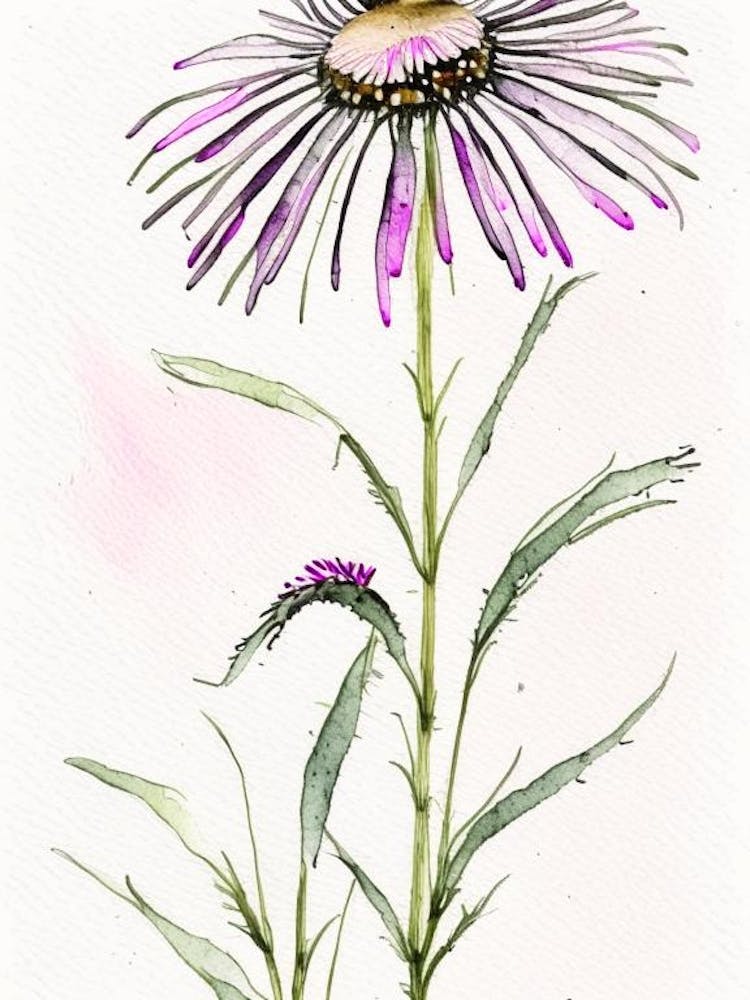Echinacea Herb Minimalist Watercolour 3