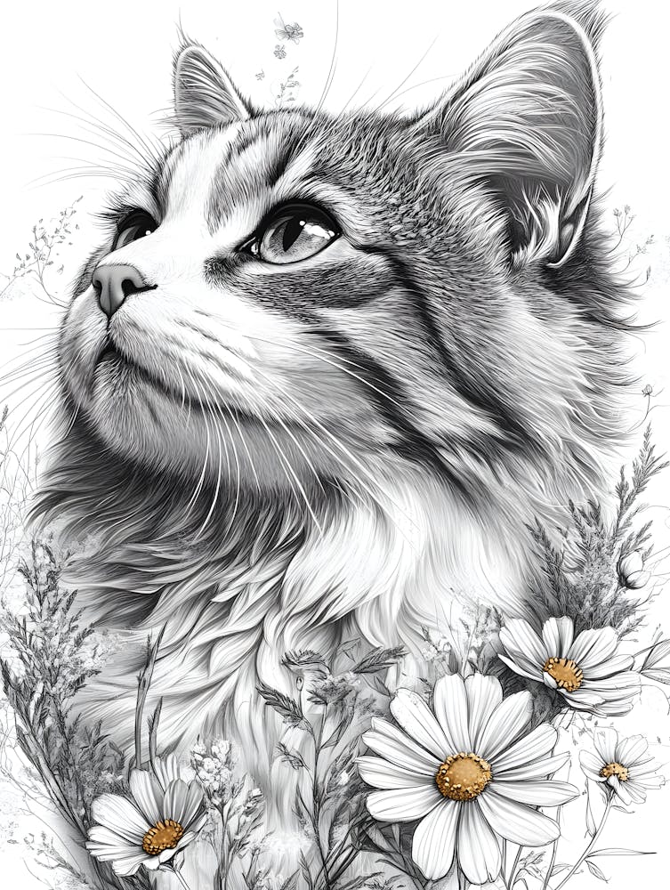 Stunning Cat And Flowers 11