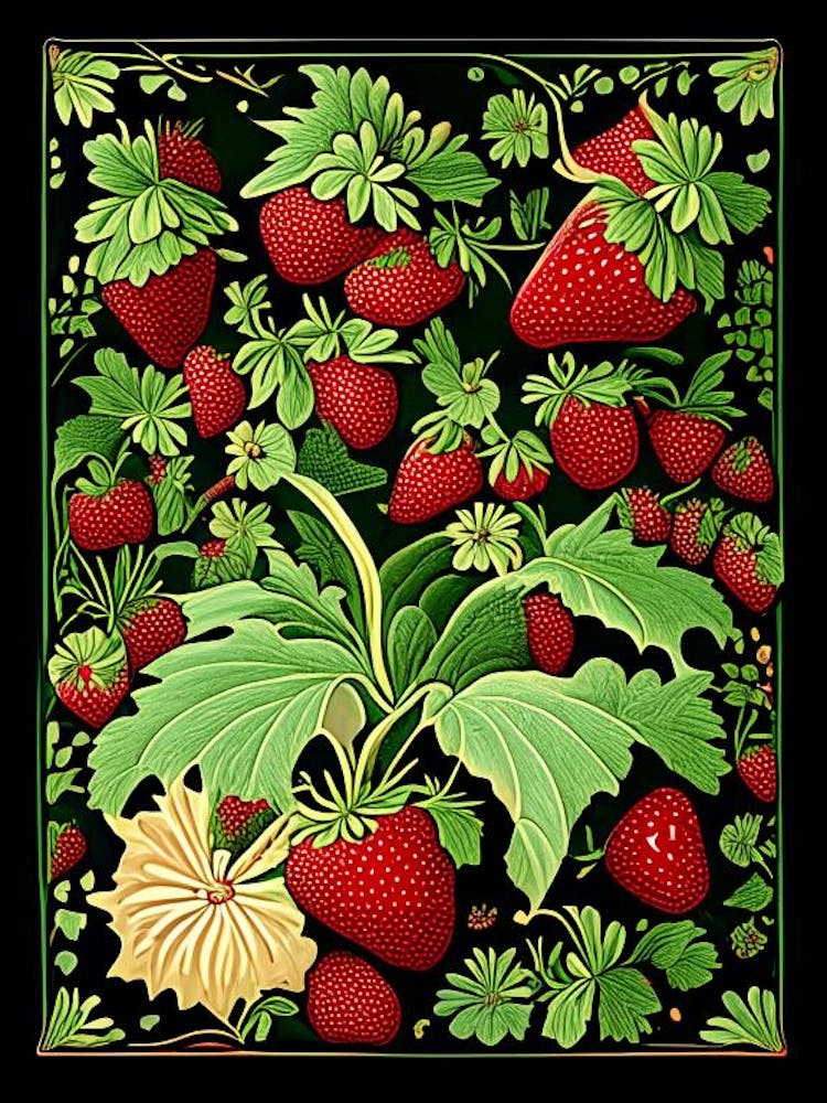Strawberry Farm, Plant, Vintage Botanical 1