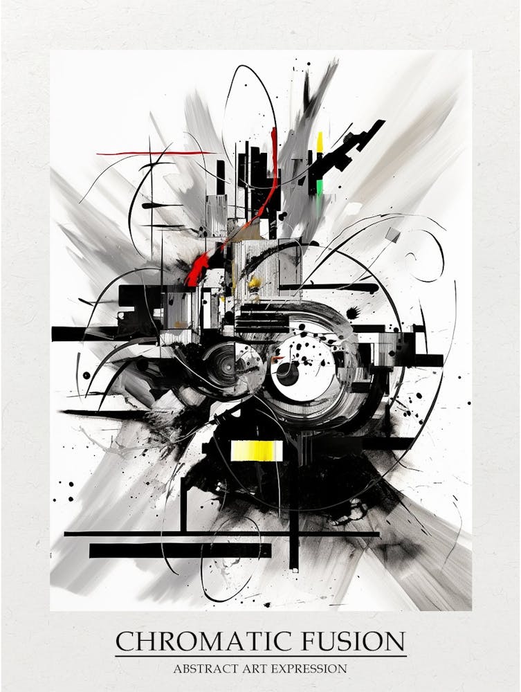 Chromatic Fusion Abstract Black And White 3 Poster