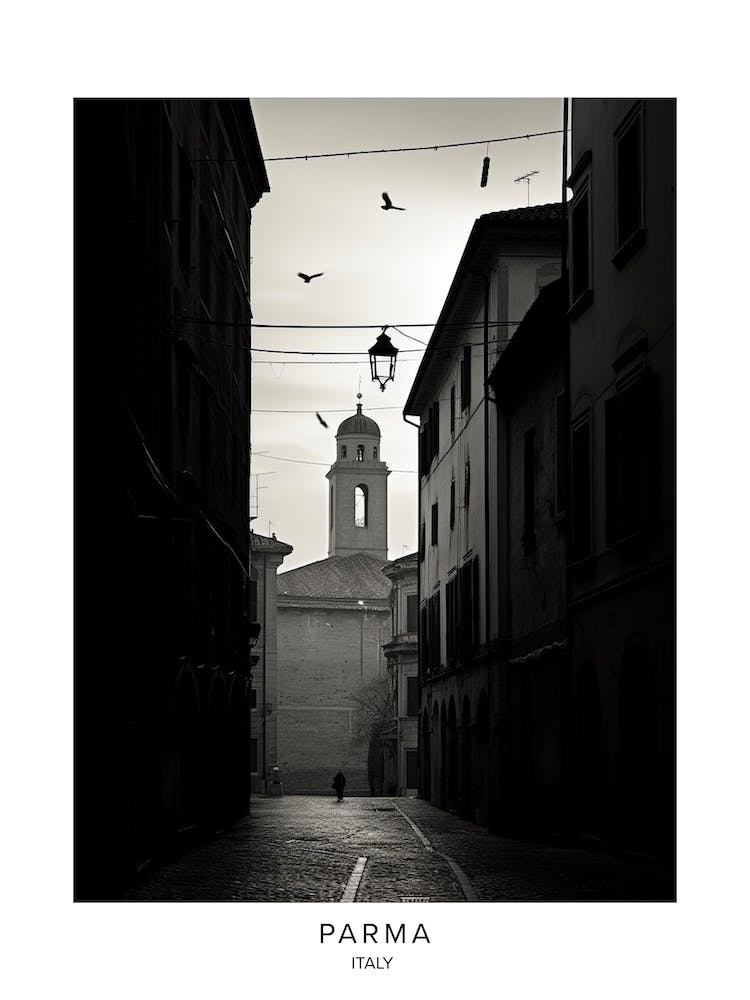 Poster Of Parma, Italy, Black And White Analogue Photography 3