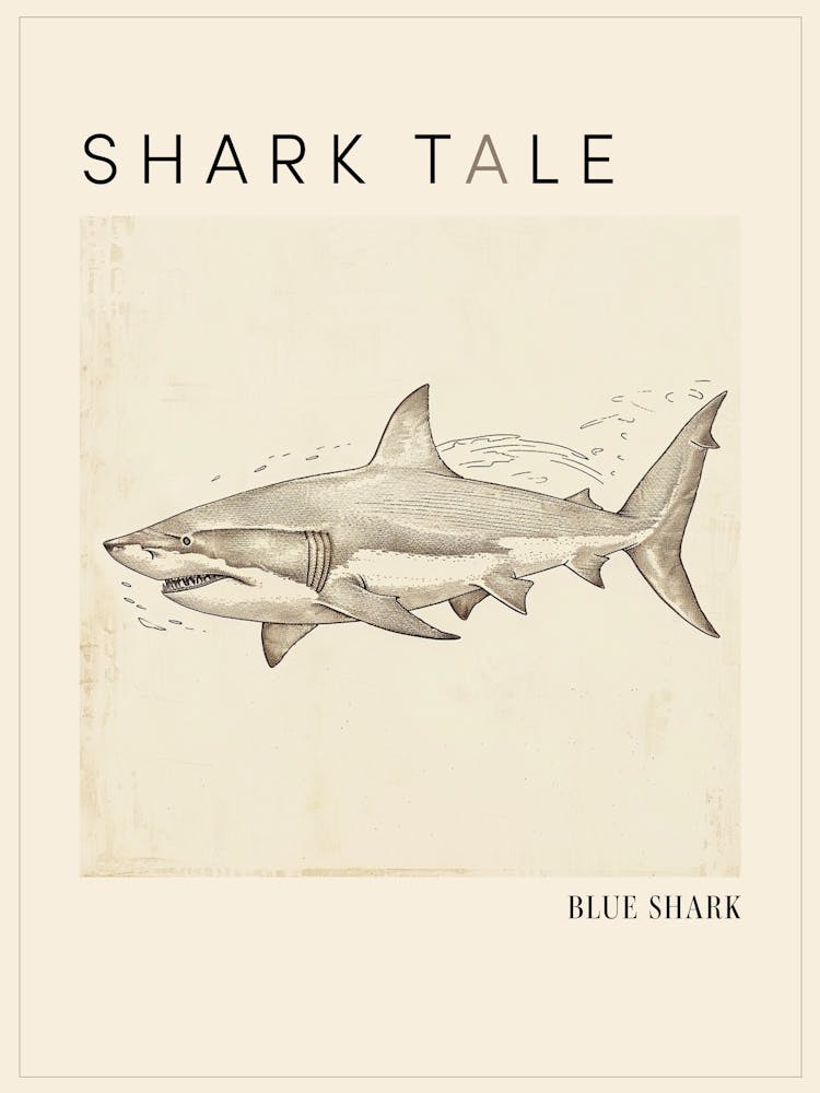 Bull Shark Vintage Illustration 1 Poster