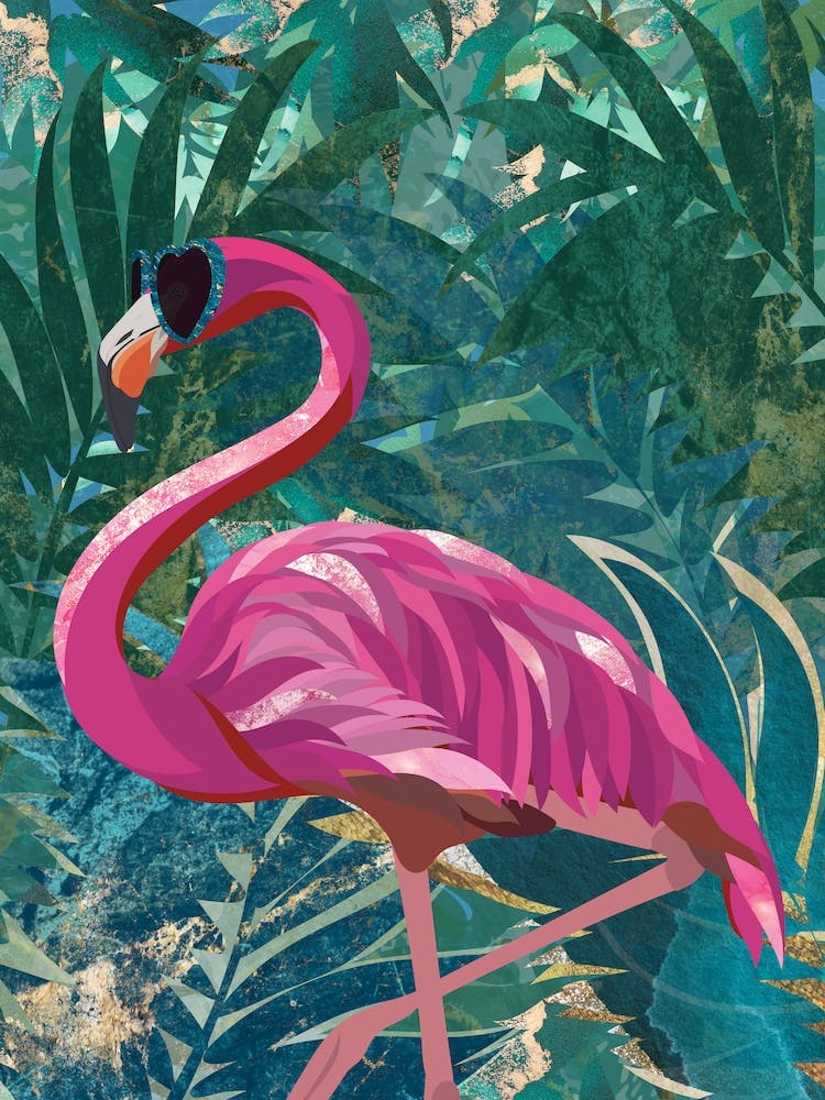Flamingo in the jungle
