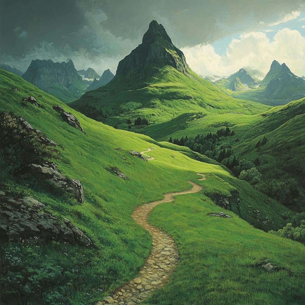 Chemin Vers Les Montagnes - Œuvre d'Art