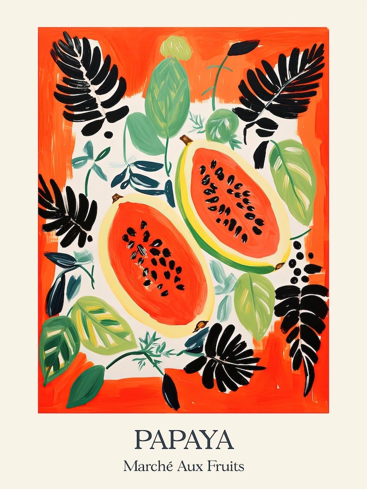 Marche Aux Fruits Papaya Fruit Summer Illustration 4