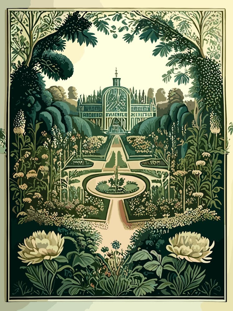 Park Of The Palace Of Versailles, 1 France Vintage Botanical