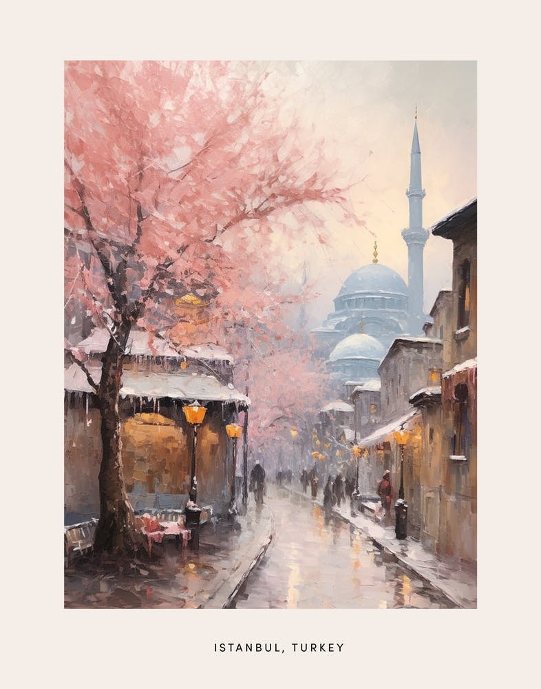 Dreamy Winter Painting Poster Istanbul Turkey