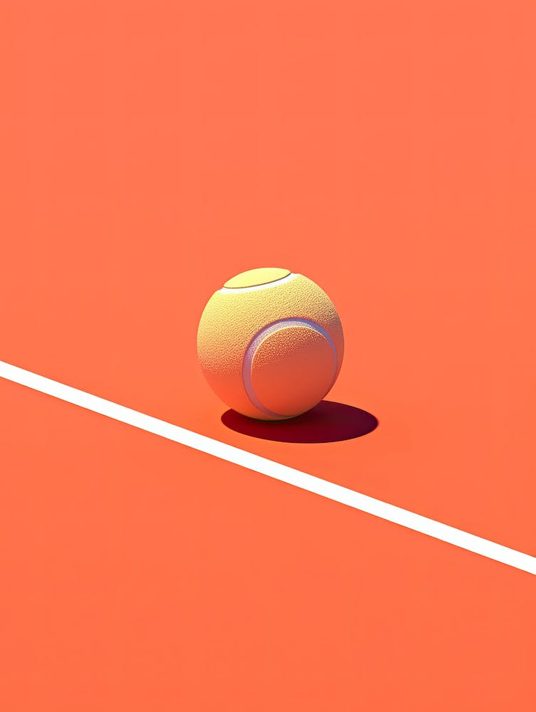 Tennis Ball On A Tennis Court