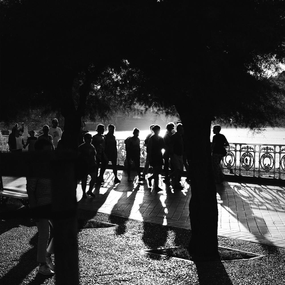 Sunlight On The Promenade, Black And White St Sebastian, Spain Square