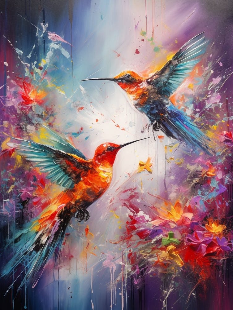 Hummingbirds Abstract Expressionism 2