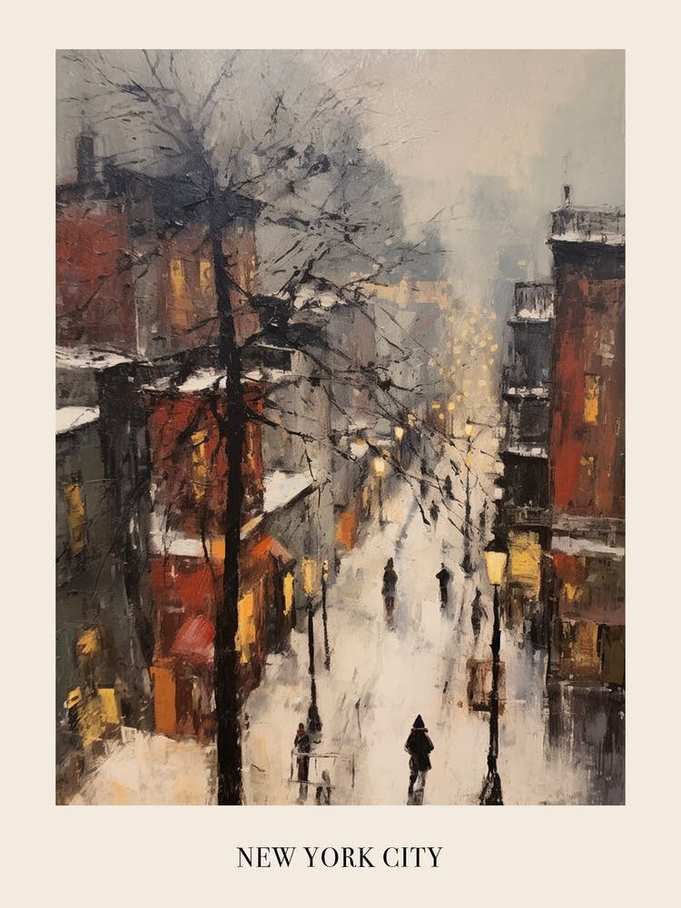 Affiche Peinture d'Hiver Vintage New York City Usa 1
