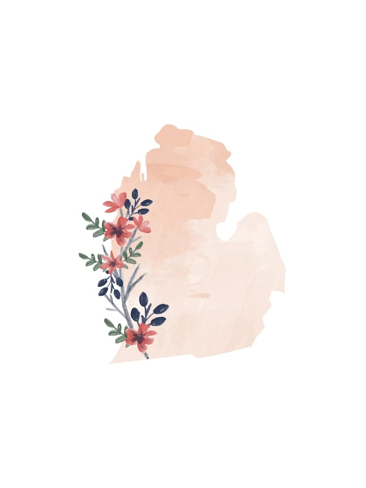 Michigan Watercolor Floral State
