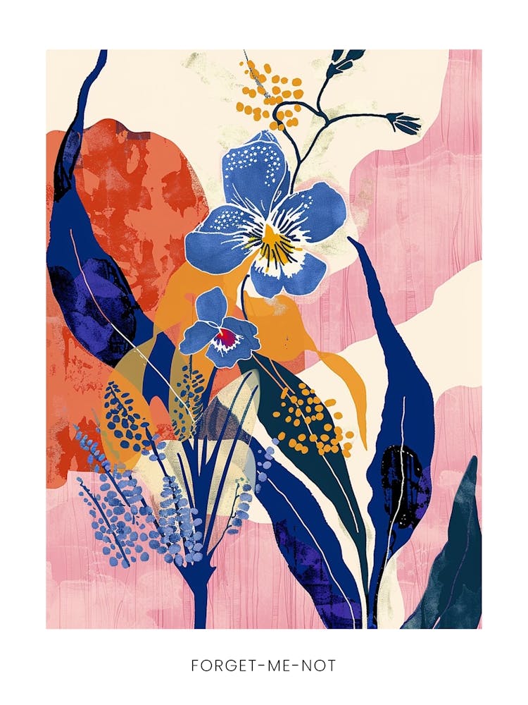 Colourful Flower Illustration Poster Forget Me Not 5